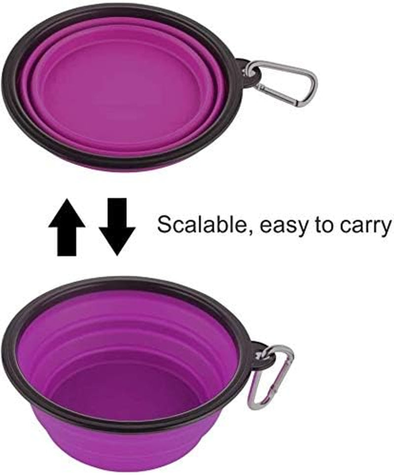 Large Collapsible Dog Bowls, 34Oz Travel Water Food Bowls Portable Foldable Collapse Dishes with Carabiner Clip for Traveling, Hiking, Walking, 2 Pack