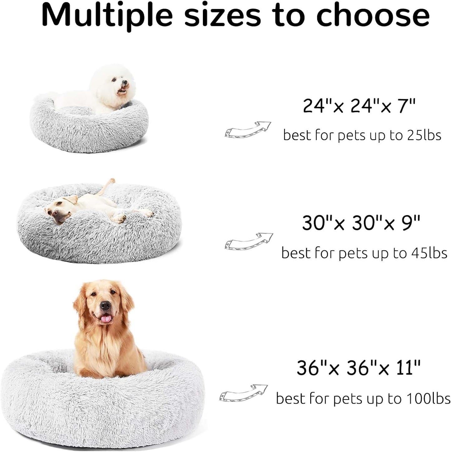 Dog Beds Calming Donut Cuddler, Puppy Dog Beds Large Dogs, Indoor Dog Calming Beds Large,30''