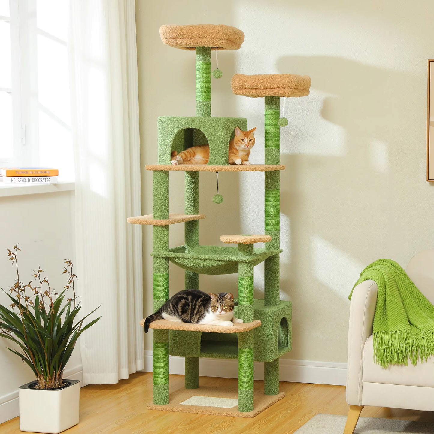 Multi-Level Cat Tree Luxury Cat Tower with Condo Hammock Cat Scrapers with Scratching Post Cat Accessories Cat Toy