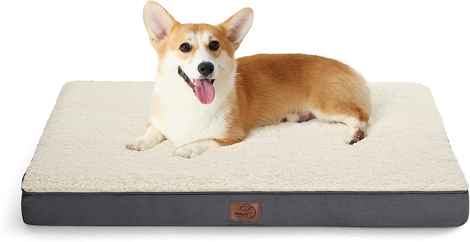 Large Dog Bed for Large Dogs up to 75Lbs - Big Orthopedic Dog Beds with Removable Washable Cover, Egg Crate Foam Pet Bed Mat, Grey