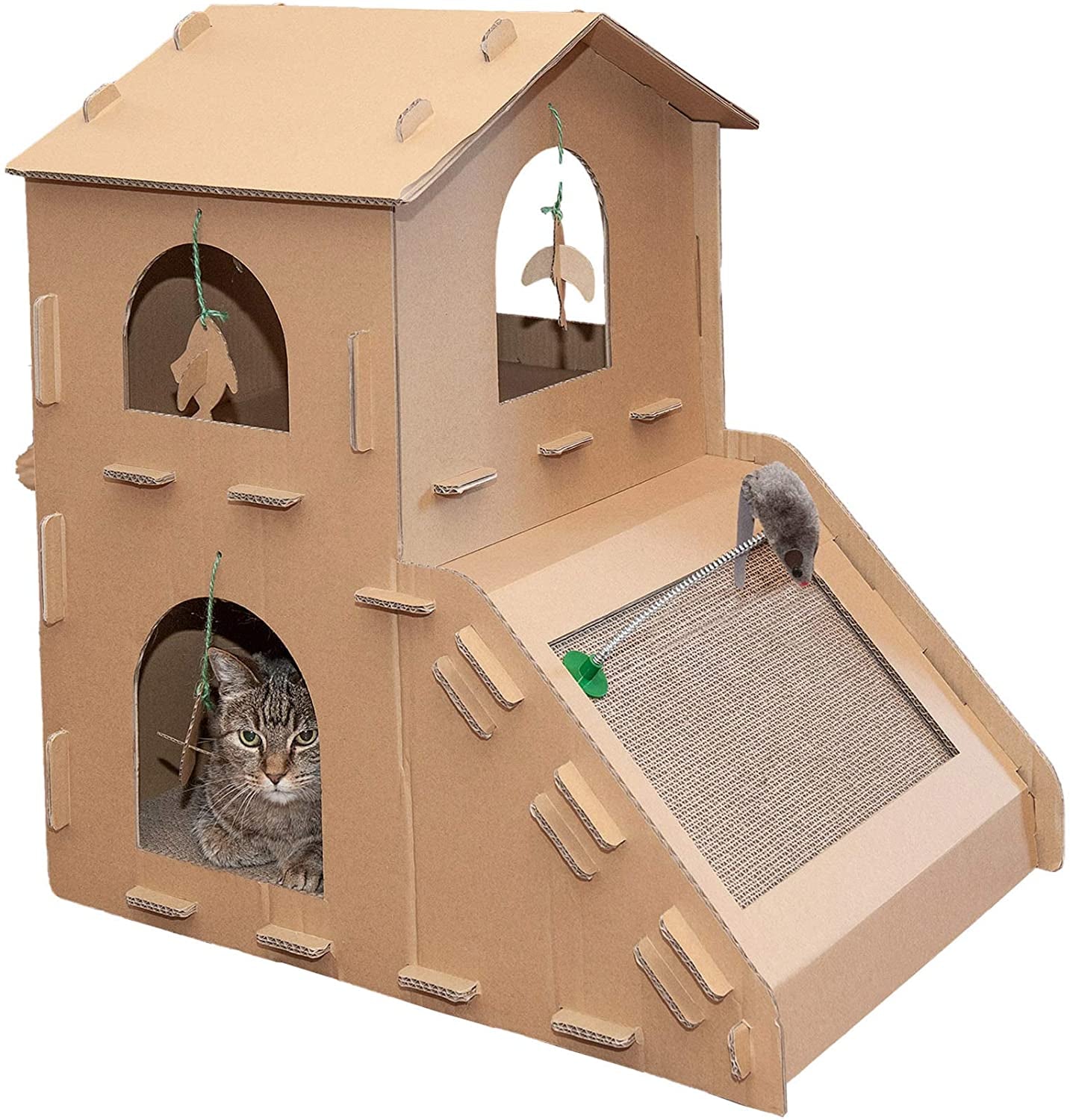 Cat Scratchers with Catnip - Tiger Tough Multi-Level Cat House Scratcher Playgrounds, Classic Reversible Scratching Board, Interactive Busy Box Toy Scratcher, and More