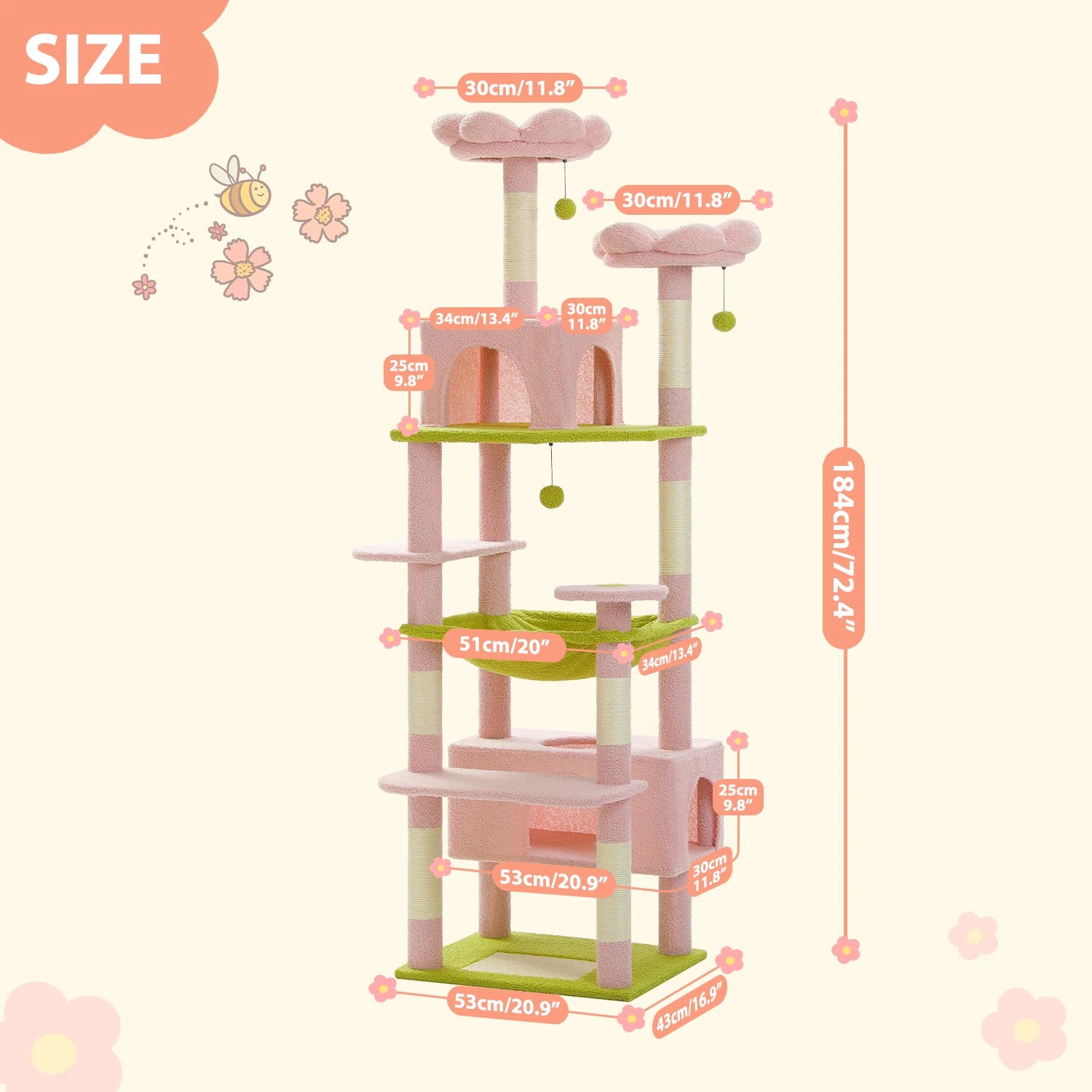 Multi-Level Cat Tree Luxury Cat Tower with Condo Hammock Cat Scrapers with Scratching Post Cat Accessories Cat Toy