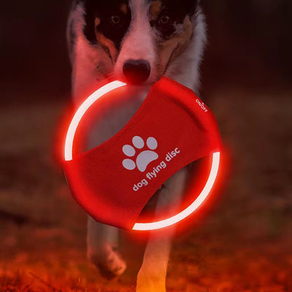 Pet Supplies Dog Toys Glow in the Dark Flying Discs Trainning Interactive Game Throwing Catching Ring for Small Medium Large Dog