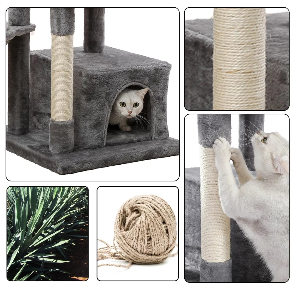 Cat Tree for Indoor Cats, Multi-Level Cat Tower with Sisal Covered Scratching Posts, Spacious Condo, Cozy Hammock and Plush Top Perch