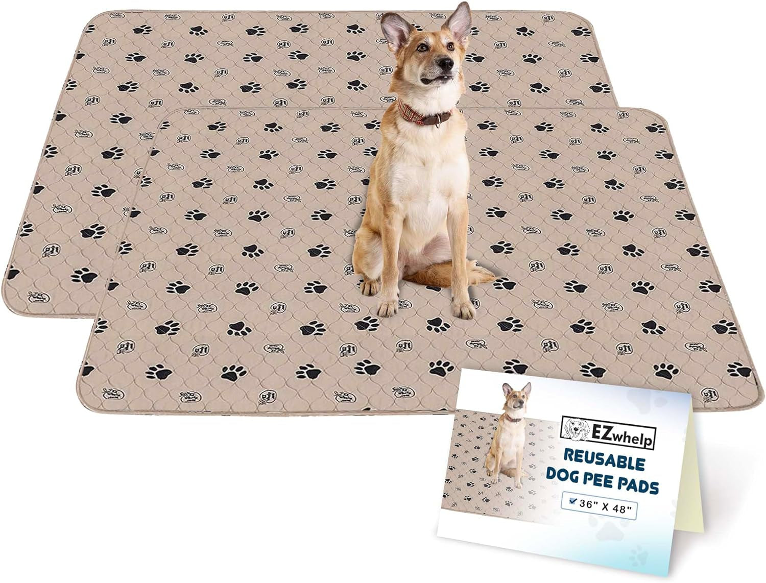 Pee Pads for Dogs - Dog & Puppy Training & Whelping Pads - Rounded Corners - Washable, Reusable - Waterproof, Sanitary Potty Protector Dog Mat - Pet Essentials - 2 Pack