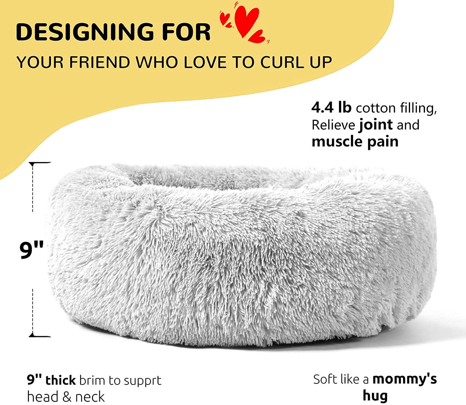 Dog Beds Calming Donut Cuddler, Puppy Dog Beds Large Dogs, Indoor Dog Calming Beds Large,30''